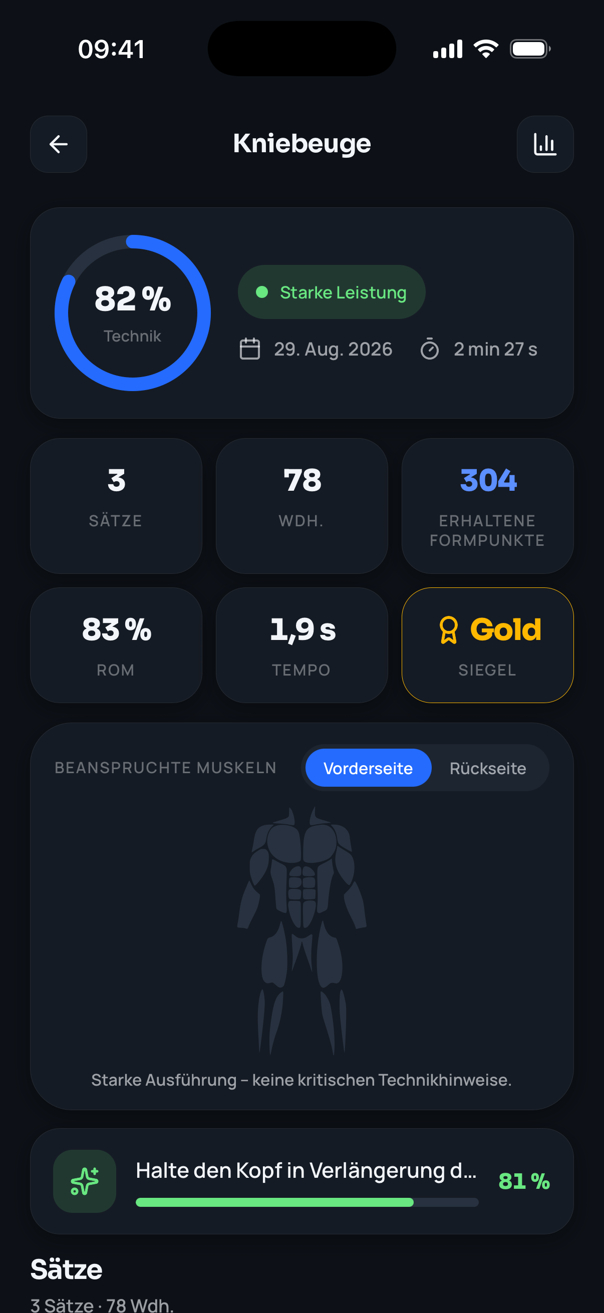 Satz-Auswertung in der Rhino App